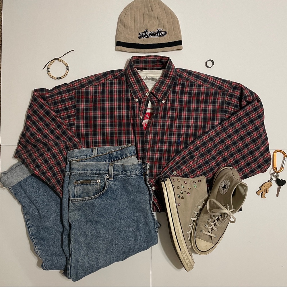 Vintage Ralph Lauren Polo Men's Blake Flannel Shirt Size L Red/Black Plaid L